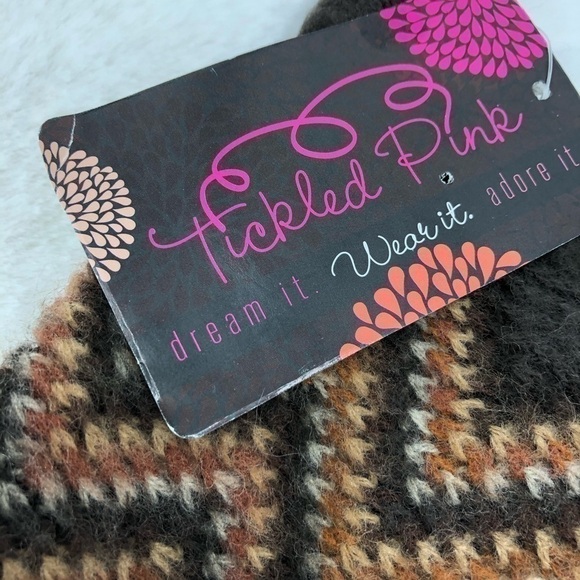 Tickled Pink Women’s O/S Brown Infinity  Winter Scarf w/ Aztec Boho Vibes - Picture 6 of 8